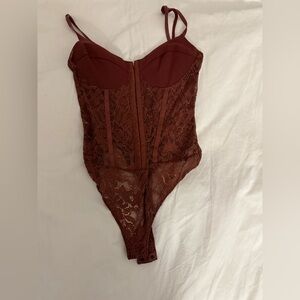 Free People burgundy Lace Bodysuit